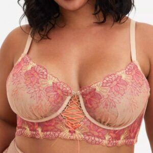 Torrid Multicolor Floral Mesh Embroidered Underwire Bra Size 1